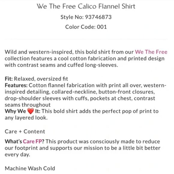 Free People We the Free Calico Western Print Flannel Shirt Charcoal Combo - Picture 6 of 8